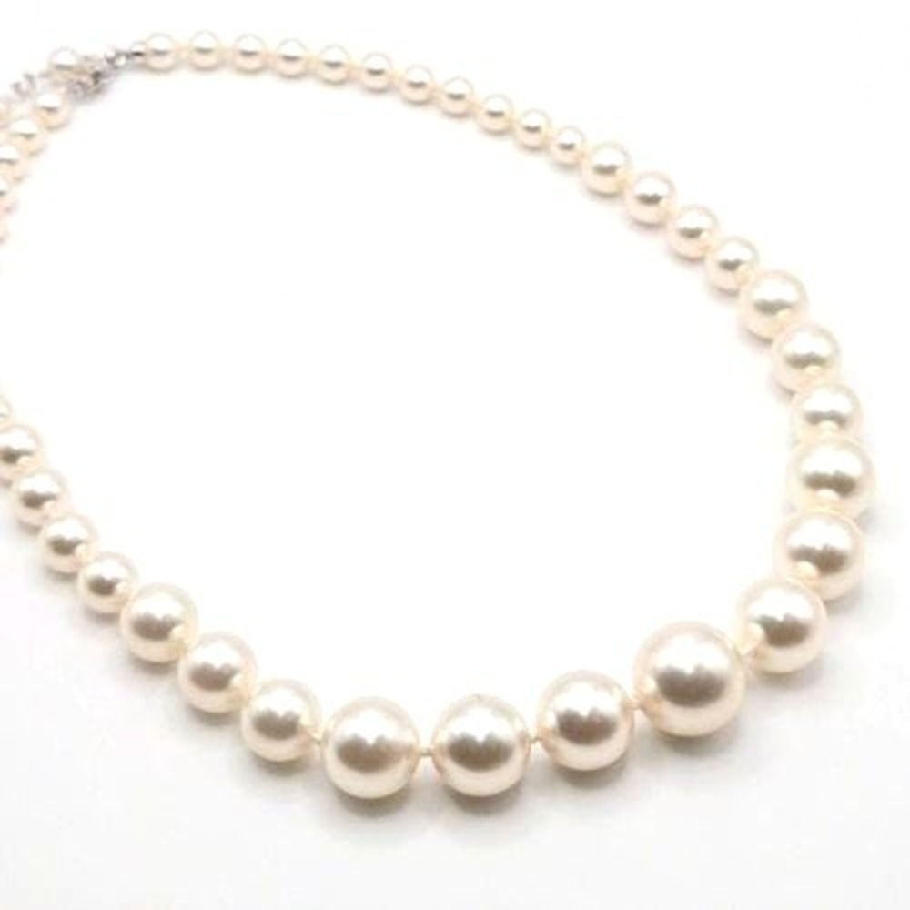 Vintage 1990s Napier Graduated Glass Faux Pearl Adjustable Choker‎ Necklace